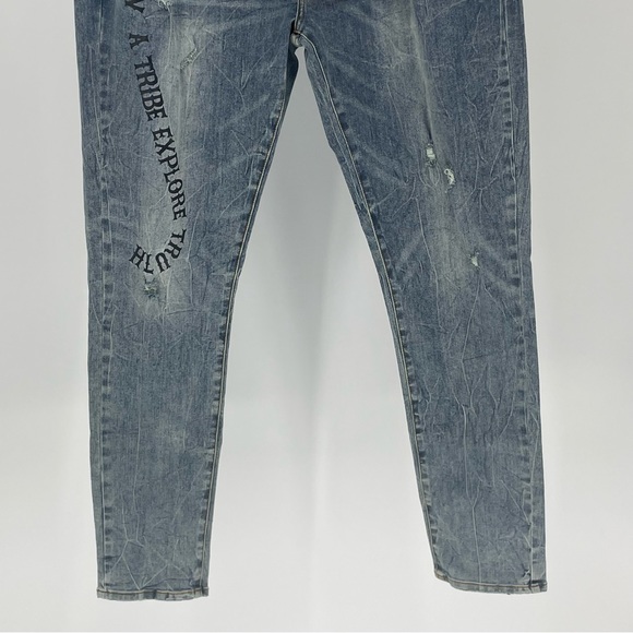 STRIVERS ROW NWT MEN’S SUGAR MAPLE DISTRESSED BLUE DENIM JEANS 40 - Picture 7 of 16